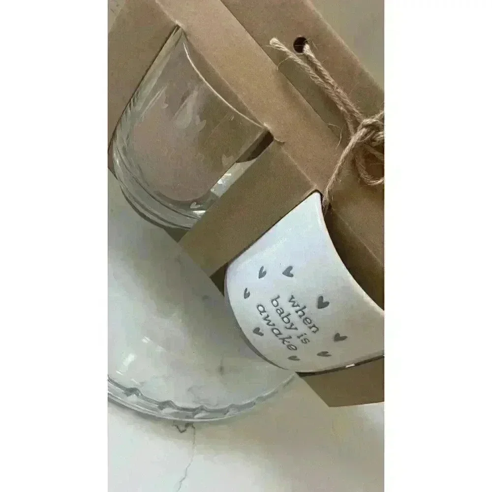 DEMDACO When Baby Sleeps Tan Rose 16 Ounce Coffee Cup Mug and Wineglass Set of 2